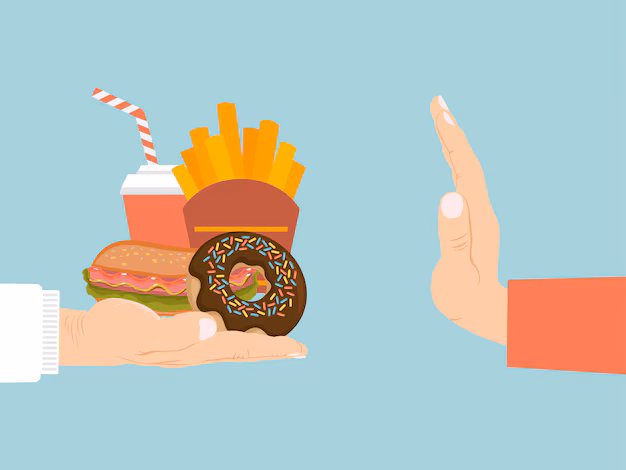 no-fast-food-sign-propaganda-banner-hand-rejection-from-junk-food-isolated-blue-illustration-healthy-foodstuff-activist_121223-914 Полезното хранене: Повече енергия, по-добро здраве, по-добро Аз